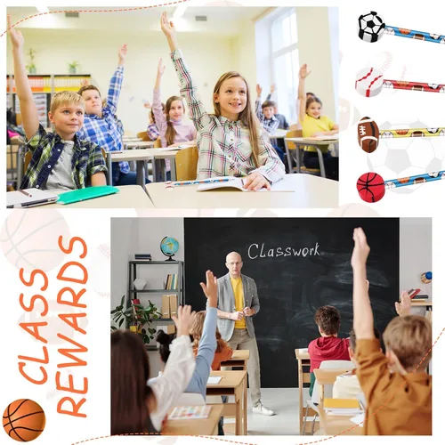 Miniatura 5 de Chivao Juego de 36 lápices deportivos y borradores para niños, béisbol, fútbol, fútbol, deportes, recuerdos de fiesta para estudiantes, papelería