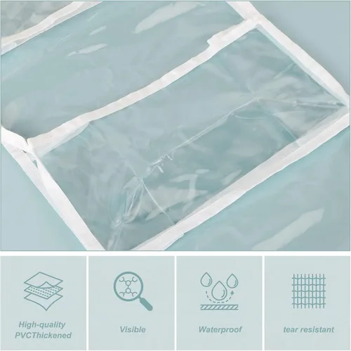 Miniatura 7 de Fixwal Organizador de puerta colgante para despensa con 5 estantes, organizador de habitación con bolsillos de plástico transparente, 25 lb de Blanco