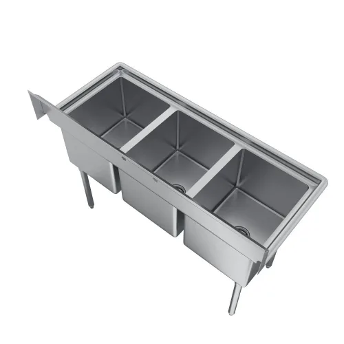 Miniatura 3 de Elkay Foodservice Fregadero de 3 compartimentos, 39 x 19.75 pulgadas OA, altura de trabajo de 36 pulgadas, cuenco de 10 x 14, 10 profundos