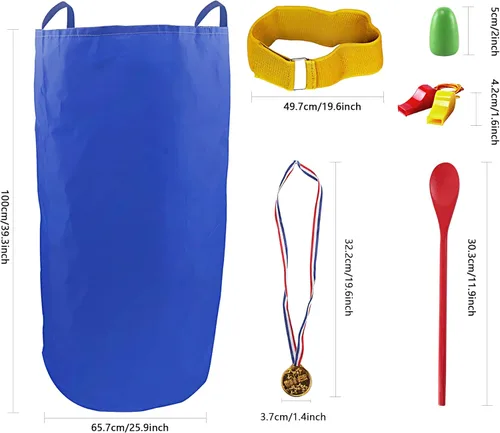 Miniatura 6 de 28 bolsas de carreras de sacos de papas, carreras de huevos y cucharas, juegos de carnaval, bandas de carreras de relevo de 3 patas, juegos al aire