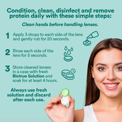 Miniatura 5 de Biotrue Solución para Lentes de Contacto, Solución Multiusos para Lentes Blandos, Limpia, Desinfecta, Elimina la Acumulación de Proteínas, Suciedad