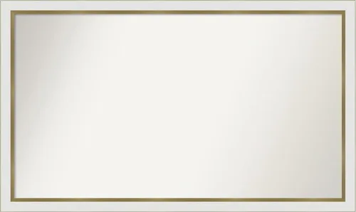 Miniatura 128 de Amanti Art Espejo de baño blanco para sobre el fregadero, 30 x 35 pulgadas, espejo de tocador rectangular estrecho de Eva de oro blanco, marco