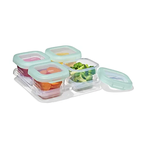Miniatura 10 de OXO Tot Baby Blocks - Contenedores de almacenamiento para congelador, color verde azulado (4 onzas)