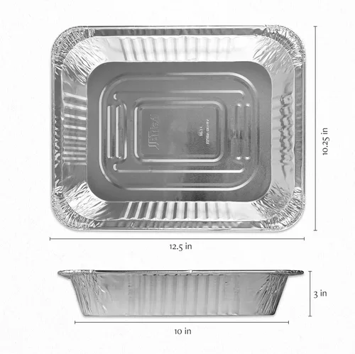 Miniatura 6 de PLASTICPRO Bandejas de papel de aluminio desechables de 9 x 13, alta resistencia, tamaño medio, para cocinar, hornear, cocer al vapor, perfectas