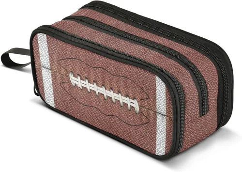 ZAZYXTJ Estuche para lápices de fútbol americano de gran capacidad, 3 compartimentos, bolsa de lona para maquillaje, escuela, oficina, adolescente,