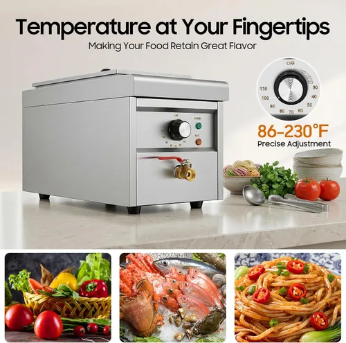Miniatura 5 de LYNICESHOP Olla de pasta, máquina de cocción de fideos comercial, 2000 W, cocina eléctrica de pasta con cestas, cocina eléctrica para pasta, horno