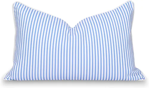 Miniatura 9 de Hofdeco Premium Coastal Patio Funda de Almohada Lumbar Solo para Interiores y Exteriores, 12"x20" Repelente al Agua para Patio Trasero, Sofá, Rayas