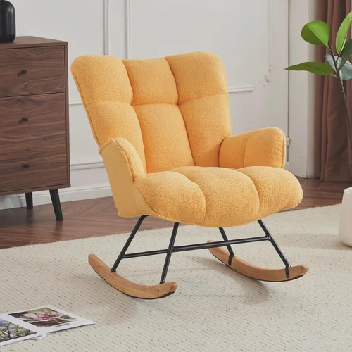 Miniatura 13 de SAETSFEG Mecedora de Guardería Teddy Tapizada Silla Mecedora Deslizante Silla de Acento Mecedora Asiento Acolchado con Respaldo Alto Sillón Silla