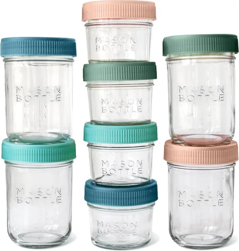 Miniatura 9 de Mason Bottle Tarros de almacenamiento de leche materna de 8 onzas (paquete de 12) – Recipientes de vidrio reutilizables para alimentos para bebés