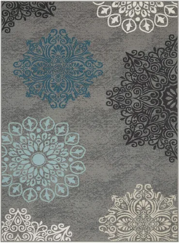 Miniatura 3 de Antep Rugs Alfombras - Alfombras modernas, florales, 5 x 7 pies, antideslizantes (antideslizante) de perfil bajo con parte trasera de goma