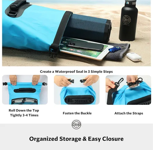Miniatura 5 de STOVER 5/10/25/30/40/55L Waterproof Dry Bag- Roll-Top Backpack w/Phone Case- Kayaking, Hiking, Camping, Boating- Men/Women 25L Azul