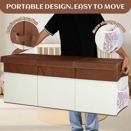 Miniatura 5 de FIIOEOY Caja de juguetes extragrande con tapas, organizador de almacenamiento de juguetes plegable con divisor para niños, baúl de juguetes