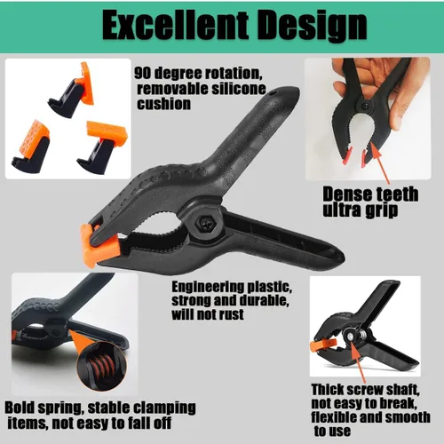 Miniatura 3 de Abrazaderas de resorte, paquete de 6, abrazaderas de resorte de plástico profesional de 6 pulgadas de alta resistencia para manualidades, clips