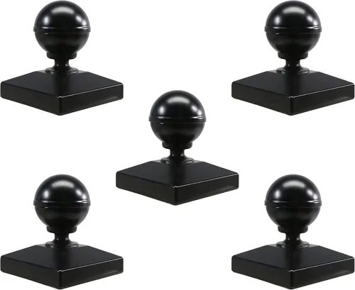 Miniatura 2 de Tapa cuadrada de aluminio negro para postes de valla de aluminio, tapas negras para postes de valla de aluminio, tapas negras (paquete de 5)