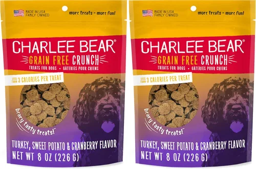 Miniatura 17 de Charlee Bear Crunch - Golosinas para perros sin granos, pavo, batata y manzana, bolsa resellable de 8 onzas, golosinas de entrenamiento bajas