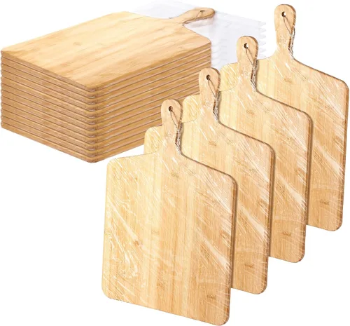 Miniatura 8 de Patelai Juego de 12 Tablas de Cortar de Madera con Asas, Tablas de Cortar Grandes para Servir en la Cocina, Tablas de Cortar Simples a Granel