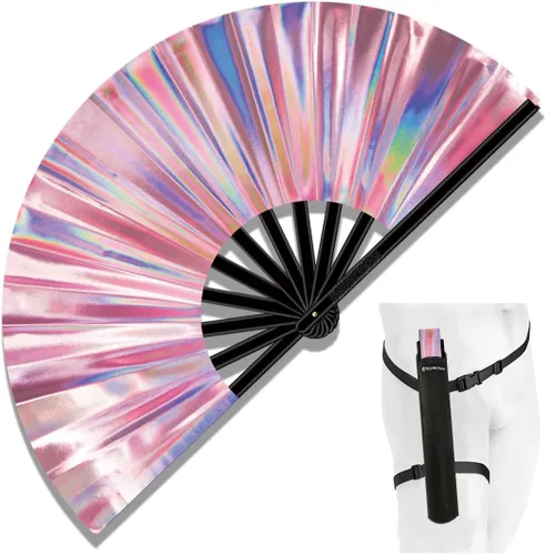 Miniatura 19 de Ventilador de Rave Plegable Grande de 13", Ventiladores de Mano Clack Plegables con Funda para Baile en Línea, Ventilador Boots On The Ground