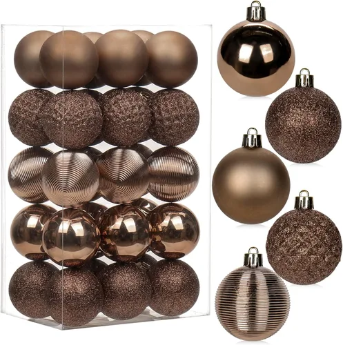Miniatura 24 de 30 piezas de adornos de bola de árbol de Navidad irrompibles negros para decoración navideña