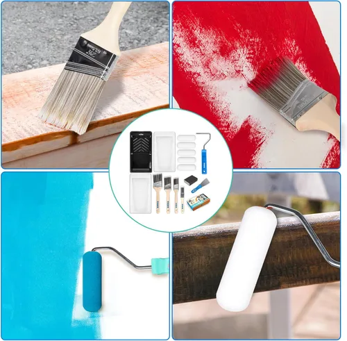 Miniatura 6 de Kit de rodillos de pintura, pinceles de pintura y juego de rodillos de pintura pequeños de espuma de 4 pulgadas, herramientas de pintura todo en uno