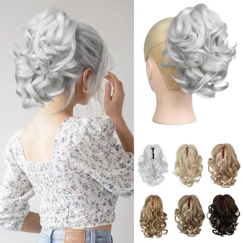 Miniatura 9 de REECHO Extensión de cola de caballo, pinza de cola de caballo rizada y ondulada de 9 pulgadas, extensiones de cabello HP001 para mujeres - Castaño