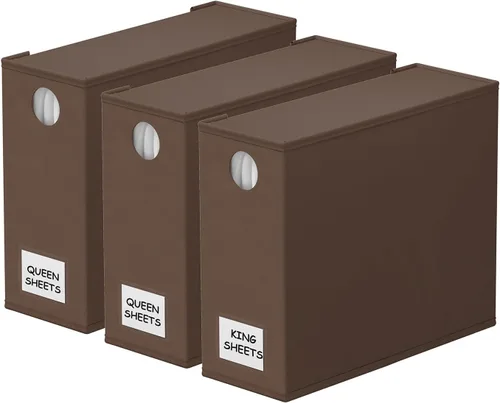 Miniatura 27 de SpaceAid Paquete de 8 Organizadores y Almacenamiento de Sábanas de Cama, Organizador de Sábanas Plegable para Armario de Ropa Blanca, Carpeta Beige