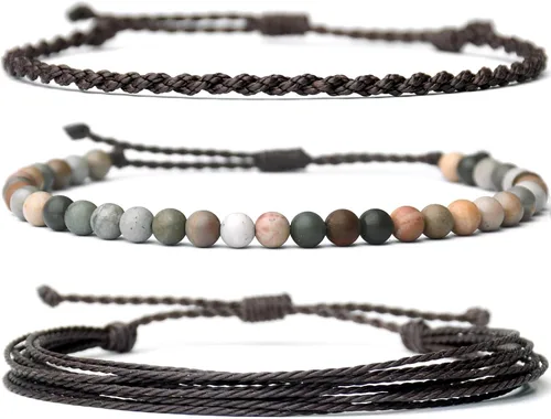 Miniatura 39 de Pulsera curativa hecha a mano con cuentas de piedra natural, regalo para hombres, pulsera de cuerda ajustable