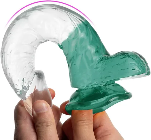 Miniatura 4 de FST Consolador realista de eje curvado, estimulación del punto G, pene con fuertes testículos de succión y diseño de venas para estimulación sexual