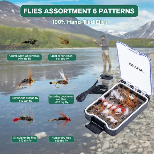 Miniatura 8 de Goture Combo de caña de pescar con mosca y carrete con caña de mosca y caja de engranajes, caña de mosca de 4 piezas de 9 pies, carrete Kit