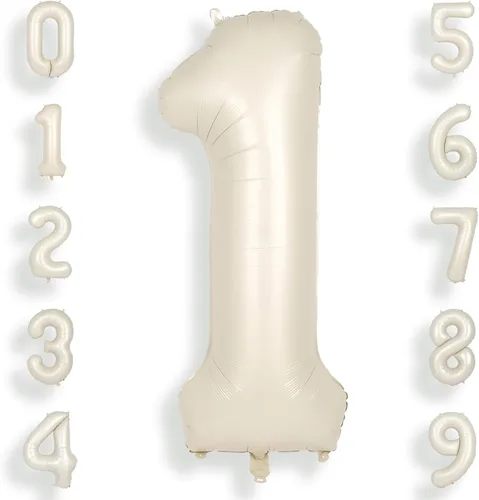 Miniatura 33 de SUWEN Globos de helio grandes de 102 cm (40 pulgadas) con letra S en color crema. Globos grandes de papel de aluminio con letra en helio, de A a Z.