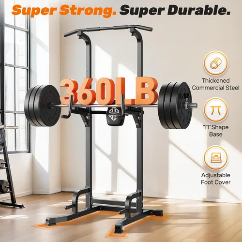 Miniatura 2 de Sportsroyals Power Tower - Estación de barra de dominadas, estación de inmersión estable de 450 libras para gimnasio en casa, equipo de Negro