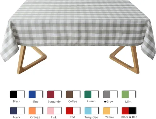 Miniatura 3 de maxmill - Mantel cuadrado a cuadros resistente a las manchas, impermeable y resistente a las arrugas, lavable, de peso pesado y suave, de gingham