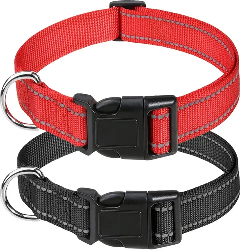 Collares reflectantes de nailon para perros, con hebilla de liberación rápida, collares de nailon de seguridad ajustables para perros pequeños,