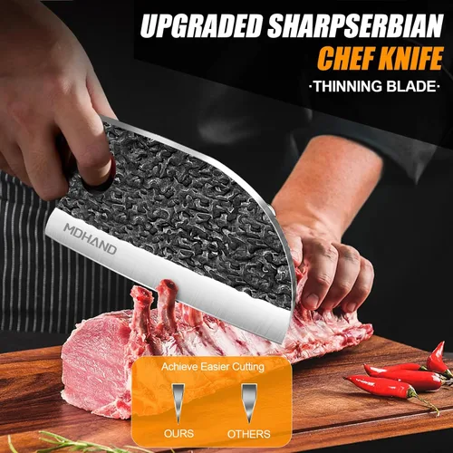 Miniatura 2 de MDHAND Juego de cuchillos de carnicero, 14 cuchillos de chef profesionales forjados a mano con bolsa de rollo, cuchillo afilado de carne y cuchillos