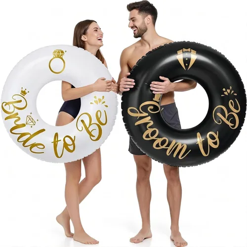 Silipull 2 flotadores de piscina para novia y novio, anillos inflables de 48 pulgadas para despedida de soltera, despedida de soltera, decoración de