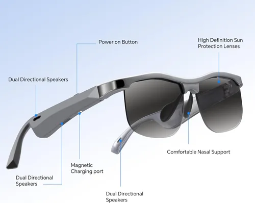 Miniatura 6 de Lentes inteligentes – Gafas Bluetooth para hombres con traducción de 160 idiomas con protección UV con chat GPT lentes inteligentes multifuncionales