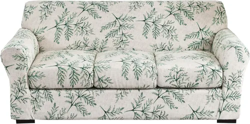 Miniatura 50 de KRFOONN - Fundas elásticas de 4 piezas para sillón y sofá, funda con estampado y 3 fundas independientes para cojines de asiento, lavables, Color01