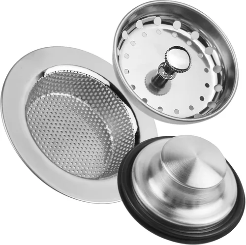 3 piezas de tapón para fregadero de cocina, 3 en 1 colador de cesta de fregadero de cocina, tapón universal antiobstrucción de acero inoxidable para