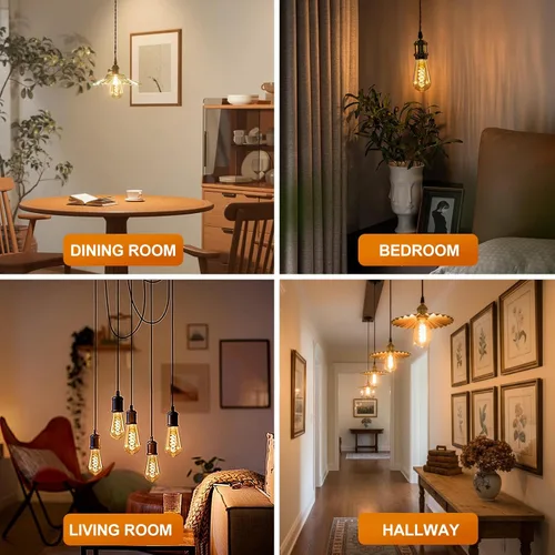 Miniatura 7 de ST64 Bombillas LED E26 Vintage Edison, vidrio ámbar claro, regulable, 4 W (equivalente a 40 W) 300 lúmenes, 2500 K blanco cálido, diseño de ámbar