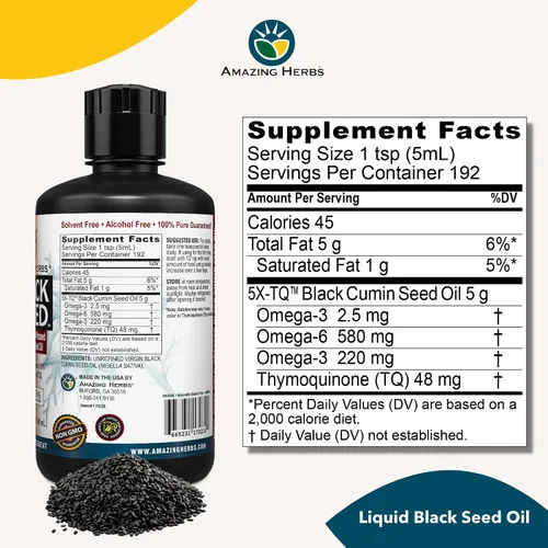 Miniatura 5 de Amazing Herbs Aceite de semilla negra egipcia, sin gluten, sin OMG, prensado en frío, Nigella sativa ayuda a la salud digestiva, apoyo inmunológico