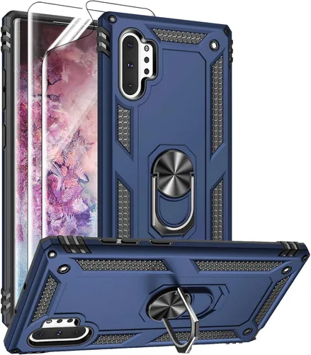 Miniatura 12 de Androgate Funda para Samsung Galaxy Note 10 Plus con protectores de pantalla HD, soporte de anillo de metal de grado militar, a prueba de caídas, a