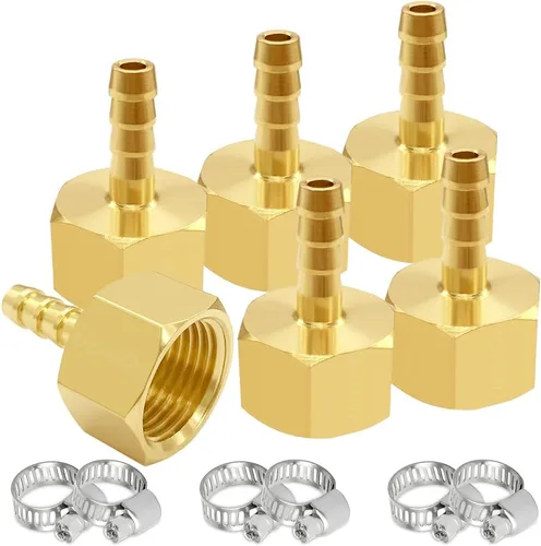 Miniatura 11 de Uenede 6 accesorios de púas de manguera de latón de 1/2 pulgada NPT hembra a 1/2 pulgadas, conector adaptador de púas incluye 6 abrazaderas de acero