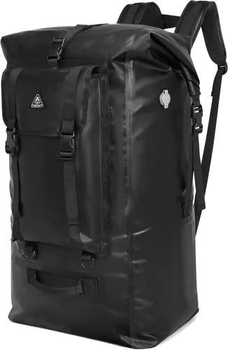 Miniatura 11 de Haimont Mochila enrollable 100% impermeable de gran capacidad IPX7, bolsa seca con bolsillos y válvula de aire, kayak, campamento, 60/100L