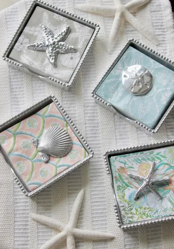 Miniatura 2 de Mariposa Servilletero con cuentas de concha de vieira