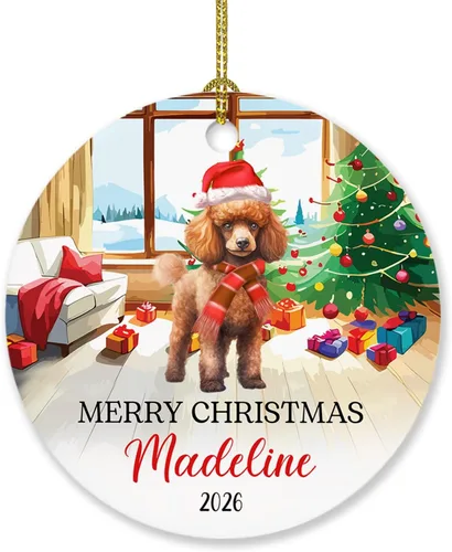Miniatura 12 de Adorno personalizado de caniche negro, regalo para perro, mamá, perro, papá, adorno de Navidad único de perro caniche negro 2025, adorno de caniche