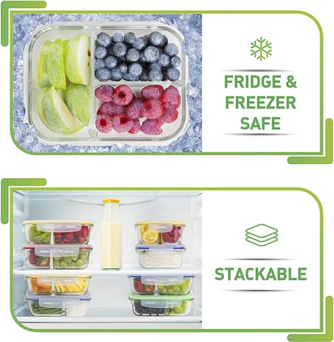Miniatura 9 de PrepNaturals - Paquete de 4 recipientes de vidrio de 34 onzas para preparación de comidas, aptos para lavavajillas, microondas, congelador, horno