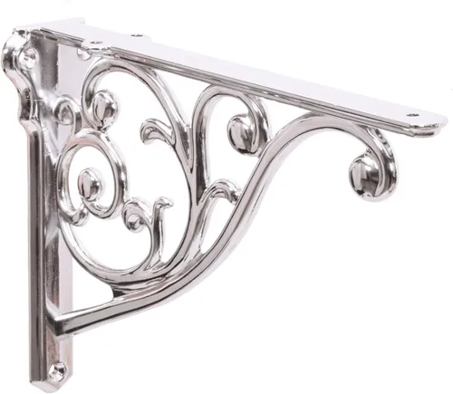 Miniatura 14 de Soportes de estante de 4 pulgadas, paquete de 4 soportes de pared de latón antiguo de alta resistencia, estantes decorativos de cocina victoriana
