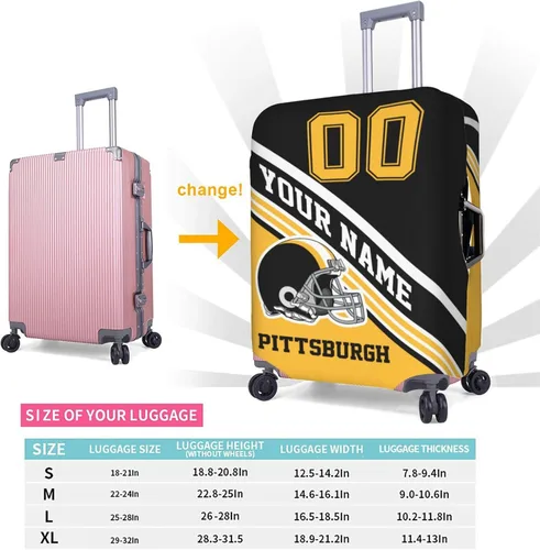 Miniatura 2 de Funda de equipaje personalizada, funda de maleta personalizada, diseña tu nombre y número, protector de equipaje elástico lavable, Pittsburgh
