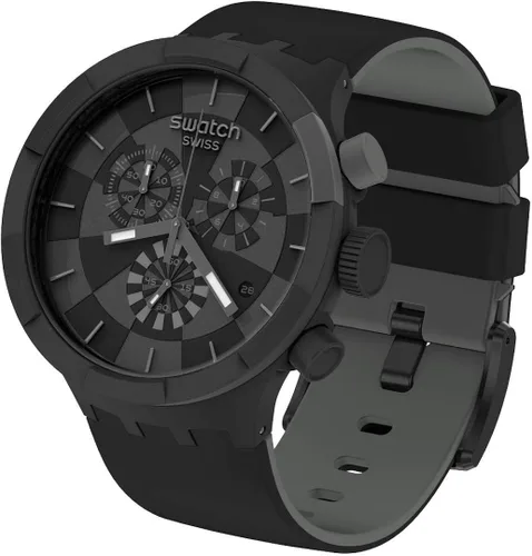 Miniatura 7 de Swatch Correa de silicona de cuarzo, negro, reloj casual 20 (Modelo SB02B400), Negro, Moderno
