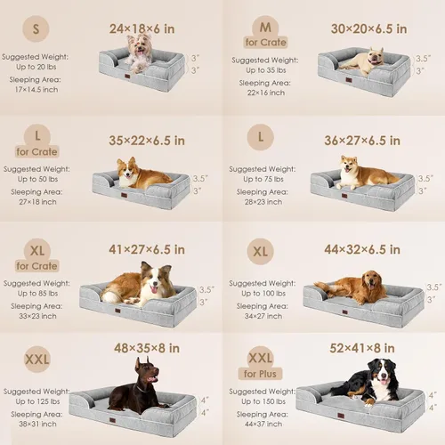 Miniatura 129 de EHEYCIGA – Cama ortopédica impermeable para perros pequeños, de espuma viscoelástica tipo caja de huevos, con bordes elevados y base antideslizante