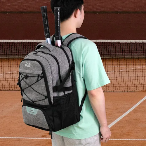 Miniatura 7 de Mochila para raqueta de tenis WOLT - Mochila grande para raqueta de tenis para hombres y mujeres - Compartimento ventilado para zapatos - Capacidad